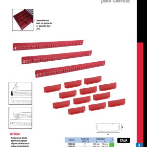 Juego de separadores de gaveta 8" serie X, 15 piezas Urrea