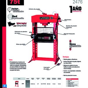 Prensa hidroneumática, 75 ton Urrea