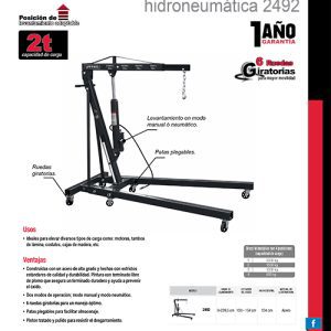 Pluma hidroneumática plegable, 2 ton Urrea