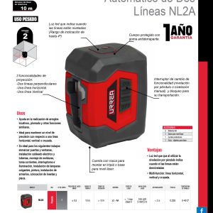 Nivel láser automático 2 líneas 360° Urrea