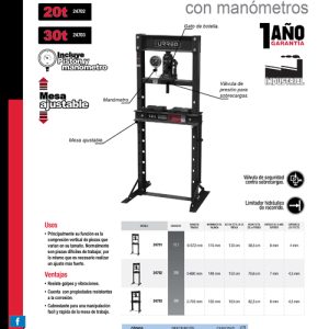 Prensa hidráulica con gato de botella, 20 ton Urrea