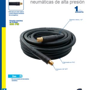 Manguera de PVC reforzadas para aire de alta presión 1/2" x 15 m Surtek