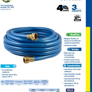 Manguera para jardín contractor con conector metálico 1/2", 20 m Surtek