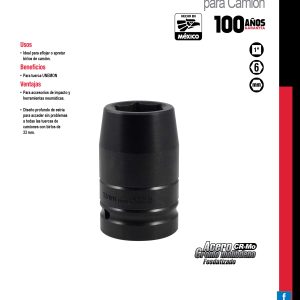 Dado de impacto largo métrico cuadro de 1" para ruedas de camión, 33mm Urrea