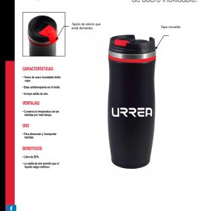 Termo de acero inoxidable con tapa roscable de 350 ml Urrea