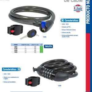 Candado de cable de combinación 8 mm x 1 m Lock