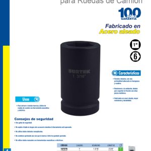 Dado de impacto largo en pulgadas, cuadro 1", 6 puntas, 1-1/4" Surtek