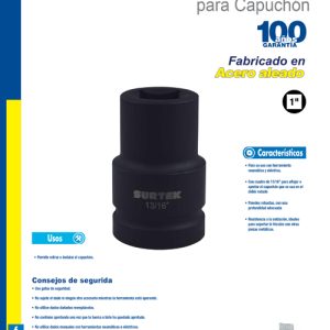 Dado de impacto, cuadro 1",  para capuchón 13/16" Surtek