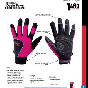 Guantes de mecánico con doble forro para mujer CH Urrea