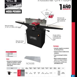 Canteadora 8" 1,491 W 220 V, 5000 RPM 1 fase Urrea