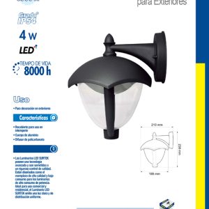 Farol de LED suspendido negro 4 W de 320 lm Surtek