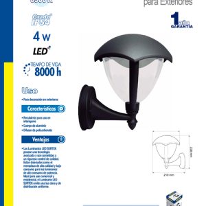 Farol de LED soportado negro 4 W de 320 lm Surtek