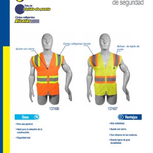 Chaleco de seguridad de alta visibilidad con cierre y 6 bolsas naranja unitalla Surtek