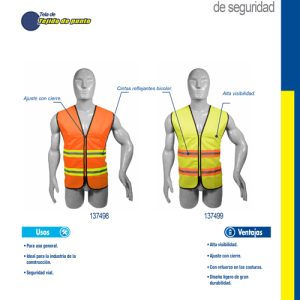 Chaleco de seguridad de alta visibilidad con cierre naranja unitalla Surtek