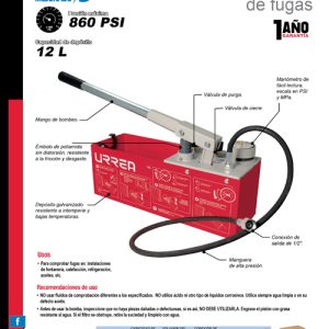 Bomba de comprobación de fugas 60 bar (860 psi) Urrea