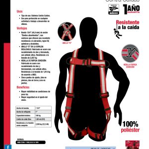 Arnés de seguridad contra caídas alta visibilidad, talla 36-40 Urrea