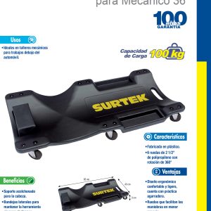 Cama para mecánico plástica, 36" Surtek