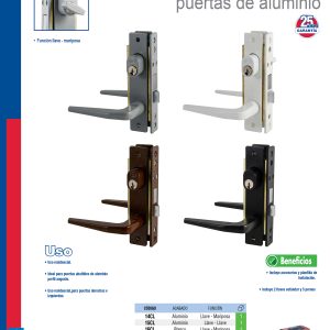Cerradura clásica para puerta de aluminio función sencilla, blanco, llave estándar Lock