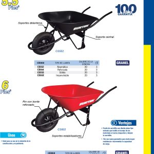 Concha de acero para carretilla herraje tipo americano 6 Ft3, roja Surtek