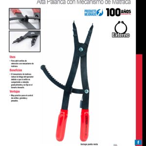 Pinza para abrir anillos de retención con mecanismo de matraca Urrea