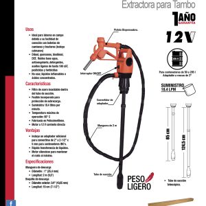 Bomba extractora vertical para Diesel eléctrica, suministro 18.5 Lt por 1 minuto Urrea