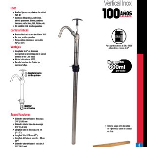 Bomba extractora vertical para aceites ligeros, suministro 600 ml por ciclo Urrea
