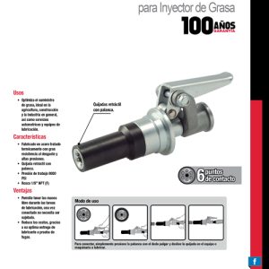 Acoplador rápido para inyector de grasa 8,000 PSI Urrea