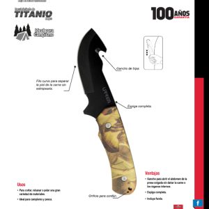 Cuchillo de acero inoxidable con mango de plástico de 8-5/16", para campamento Urrea