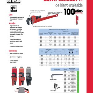 Llave stillson de hierro maleable de 48" Urrea