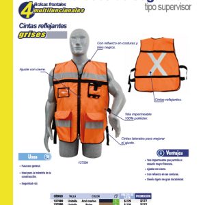 Chaleco de seguridad tipo supervisor abierto con reflejante azul unitalla Surtek