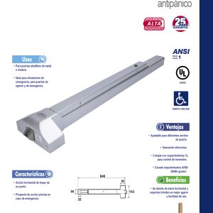 Barra antipánico de toque 1 punto Lock