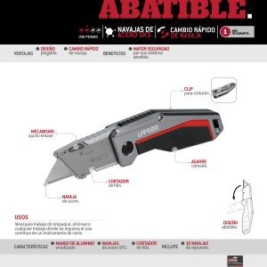 Navaja utilitaria abatible con corta hilo de 7" Urrea