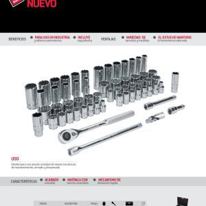 Juego de dados y accesorios cuadro de 1/2" combinado, 60 piezas Urrea