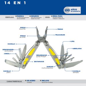 Pinza multiherramienta 14 en 1 Surtek