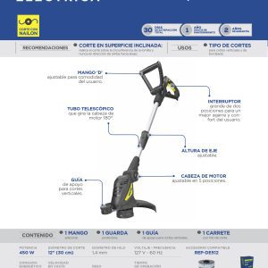 Desbrozadora eléctrica 12" 450 w Surtek