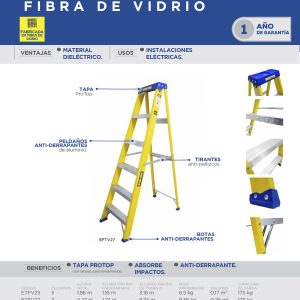 Escalera de tijera tipo II de fibra de vidrio con 7 peldaños Surtek