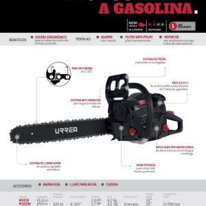 Motosierra a gasolina 18", 49.8 cc Urrea