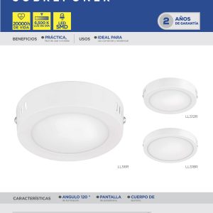 Luminario de LED de sobreponer redondo 6 W, luz fría Surtek