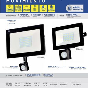 Reflector de LED SMD delgado con sensor 30 W de 2,400 lm Surtek