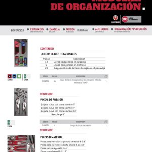 Juego de pinzas bimaterial 7 piezas, charola CH212L-C Urrea