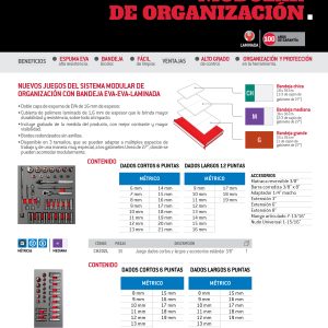 Juego de dados cortos,largos y accesorios cuadro de 3/8" métricos 35 piezas, CH202L-C Urrea