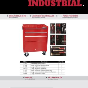 Juego industrial con organización modular de 3 gavetas 50 piezas, con gabinete I27M3 Urrea