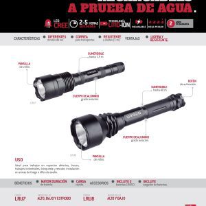 Linterna de LED a prueba de agua recargable de 800 lm Urrea
