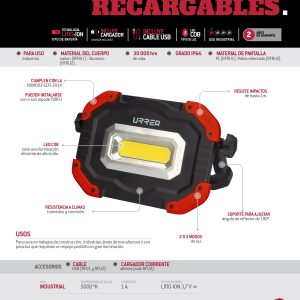 Reflector de LED recargable 30 W de 2,500 lm Urrea