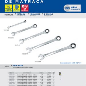 Llave combinada pulido espejo de matraca en pulgadas, 12 puntas, 1" Surtek