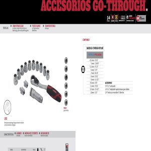 Juego de dados y accesorios cuadro de 1/4" Go-Through combinado, 14 piezas Urrea