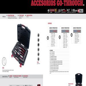 Juego de dados y accesorios cuadro de 1/4", 3/8" y 1/2" Go-Through combinado, 49 piezas Urrea