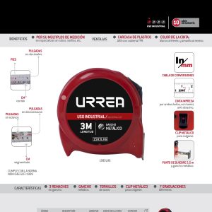 Flexómetro con carcasa de plástico 3 m x 19 mm granel Urrea