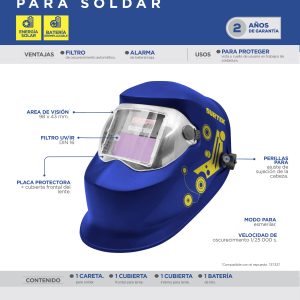 Careta electrónica para soldar con panel solar, alarma de batería baja Surtek