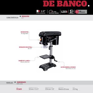 Taladro de banco y columna 1/2", 3/4 HP 120 V Urrea